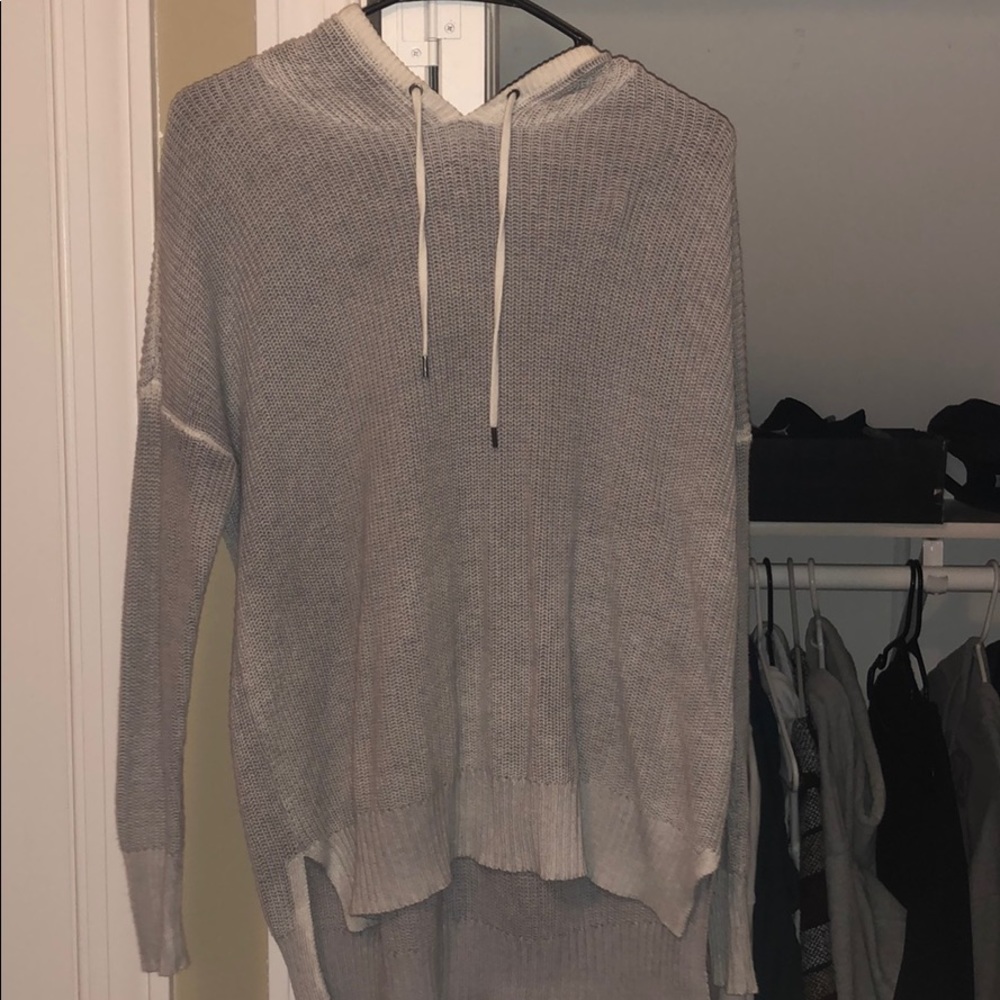 white and grey hoodie
